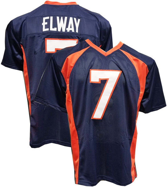 Elway Navy Custom Sewn Jersey