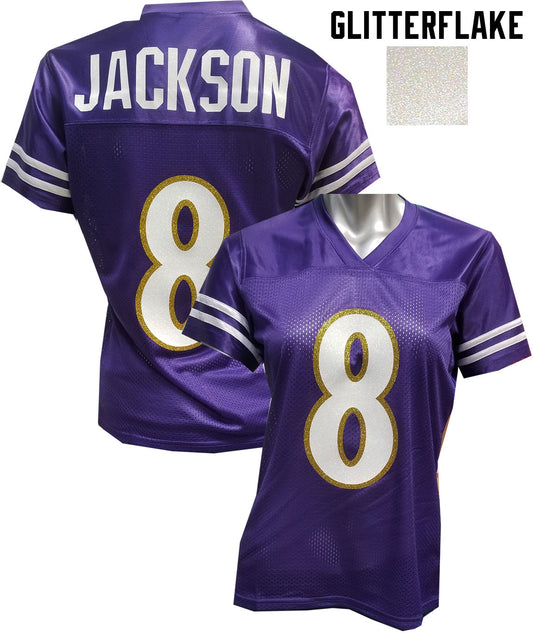 Custom Glitter Flake Womens Jackson Purple Jersey