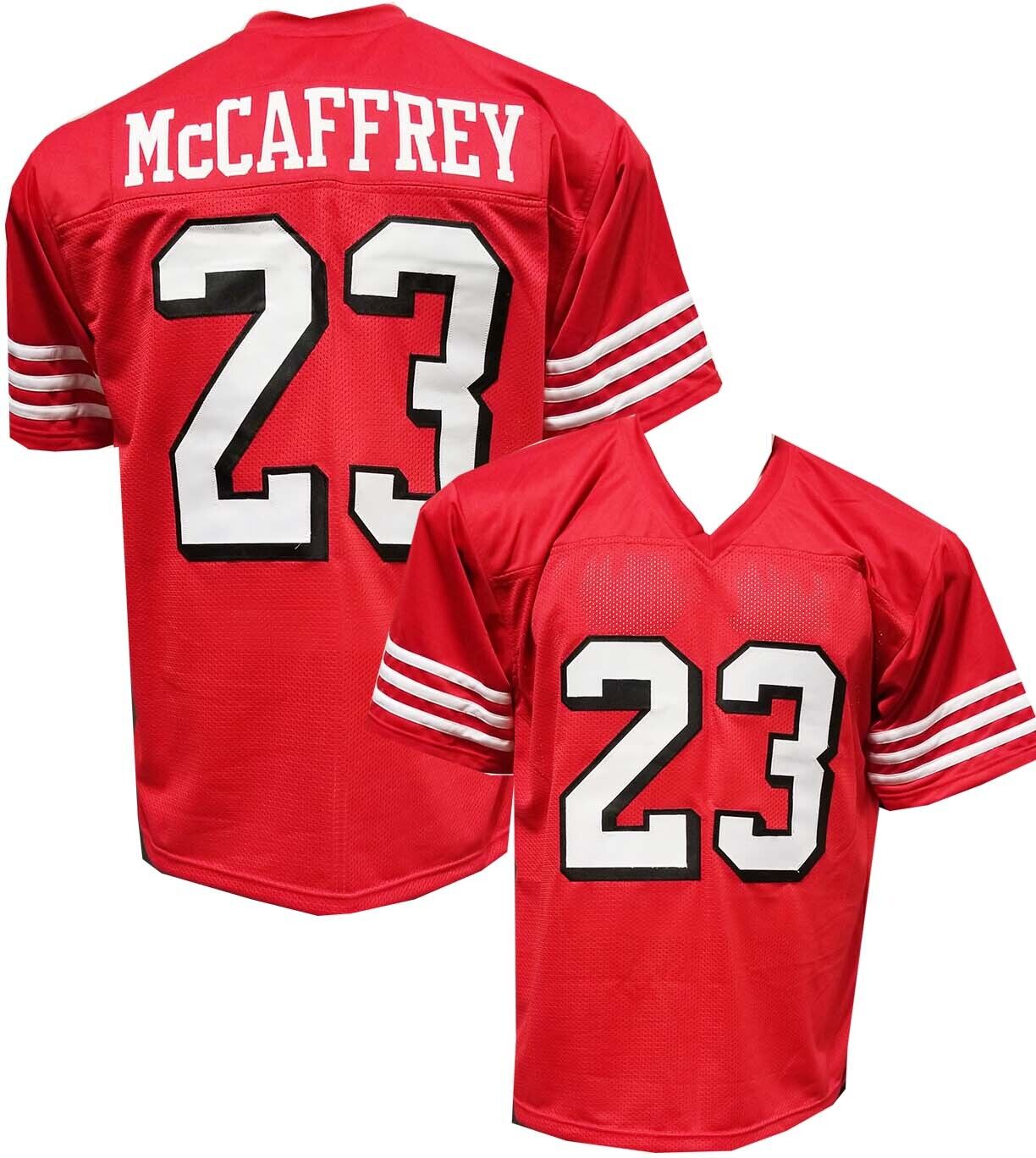 McCaffrey Red Custom Sewn Jersey