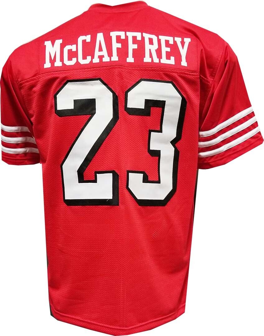 McCaffrey Red Custom Sewn Jersey